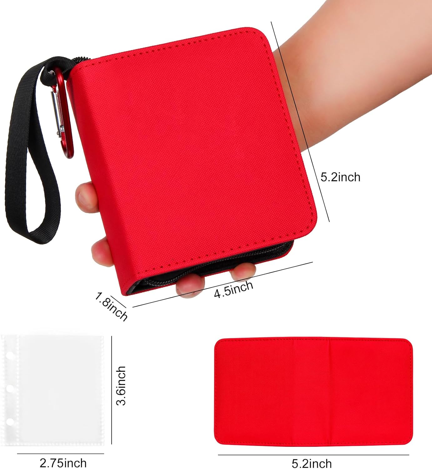 GEAoffice Mini Card Binder 1 Pocket with 80 Pockets, Premium Small 2 Pocket Trading Card Collection Album Folder with 40 Sleeves Double Sided - Gifts for Kids, Red