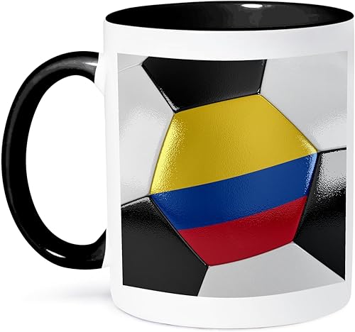 3dRose Colombia - Taza de fútbol de dos tonos, 1 unidad (paquete de 1), color negro