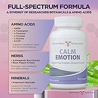 Vista 3 de Supermed Research Suplemento de apoyo del estado de ánimo con GABA, Ashwagandha, L-teanina, L-tirosina, L-glicina, 5-HTP y magnesio - Apoya