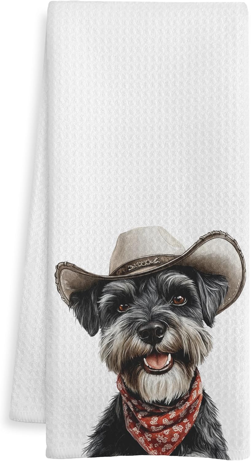 Funny Schnauzer Gifts Kitchen Towels, Miniature Schnauzer Gifts for Women Dish Tea Towel for Kitchen Decor, Dog Gifts Hand Towels for Bathroom Decor, 16X24 Inch