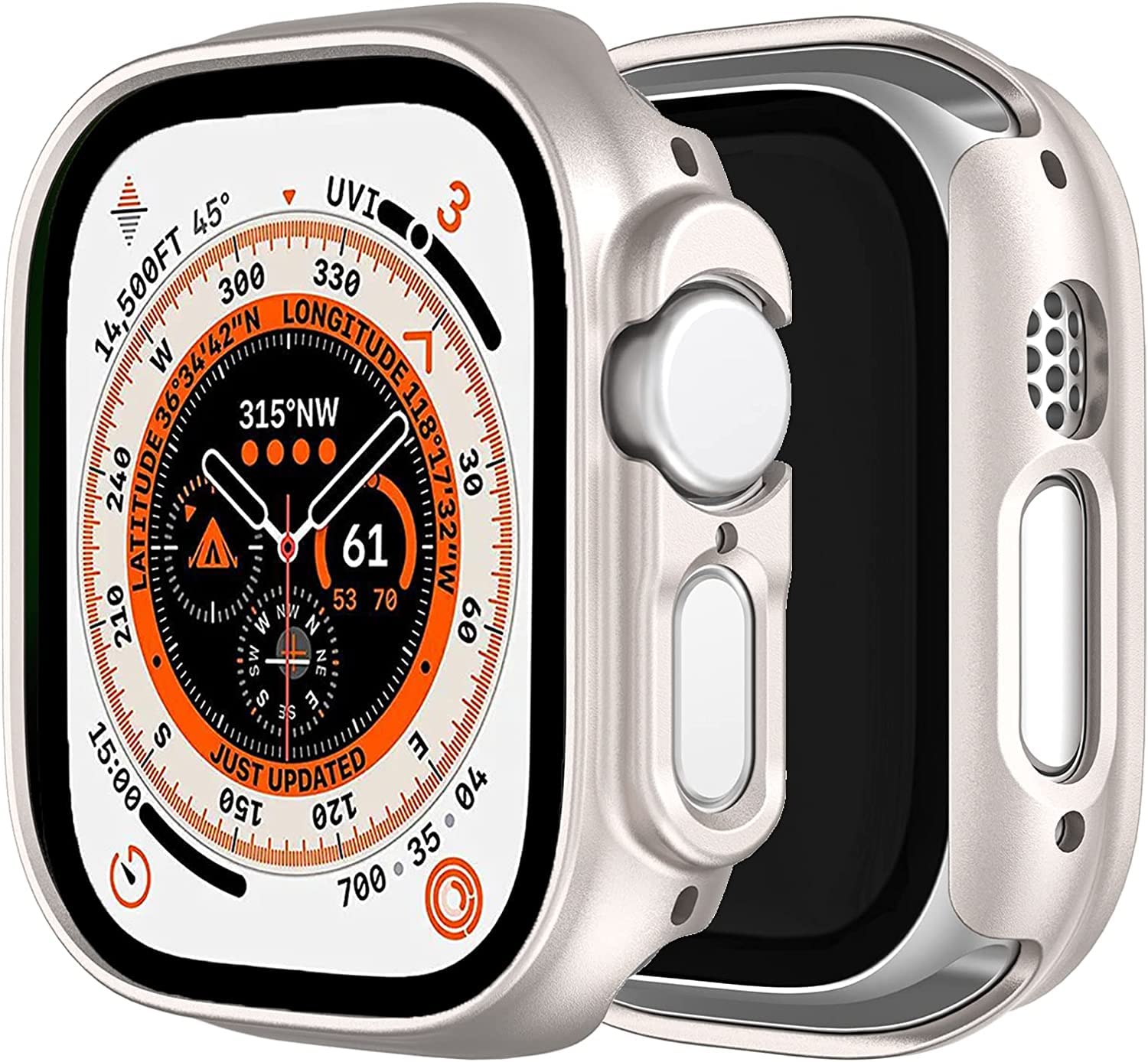 OJOS Case Compatible with Apple Watch Ultra 2 / Ultra Case 49mm [No Screen Protector], Hard PC Bumper Lightweight Shockproof All-Around Edge Protective Cover Case for Apple Watch Ultra 2 / Ultra 49mm (Starlight)