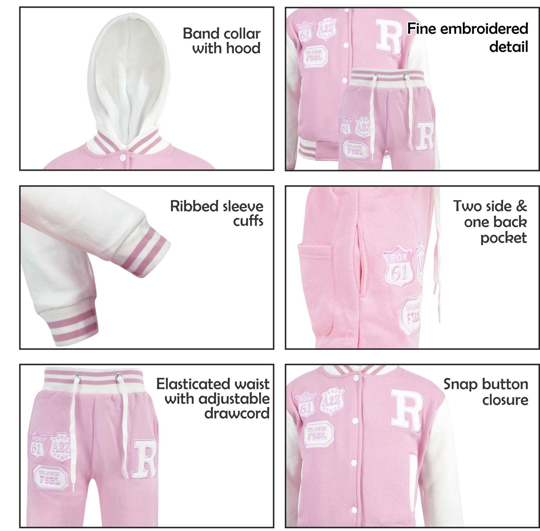 A2Z 4 Kids® Unisexs Enfants Filles Garçons Encapuchonné Baseball Survêtement Sweat À Capuche Bottom Set Joggers Âge 2 3 4 5 6 7 8 9 10 11 12 13 Ans