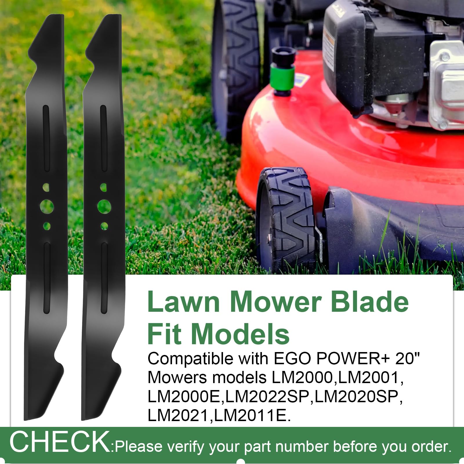 Ketofa Paquete de 2 cuchillas para cortacésped AB2000 para modelos EGO Power+ de 56 V LM2022SP/LM2020SP/LM2021 – Hoja de cortacésped individual para cubierta de 20 pulgadas – Compatible con