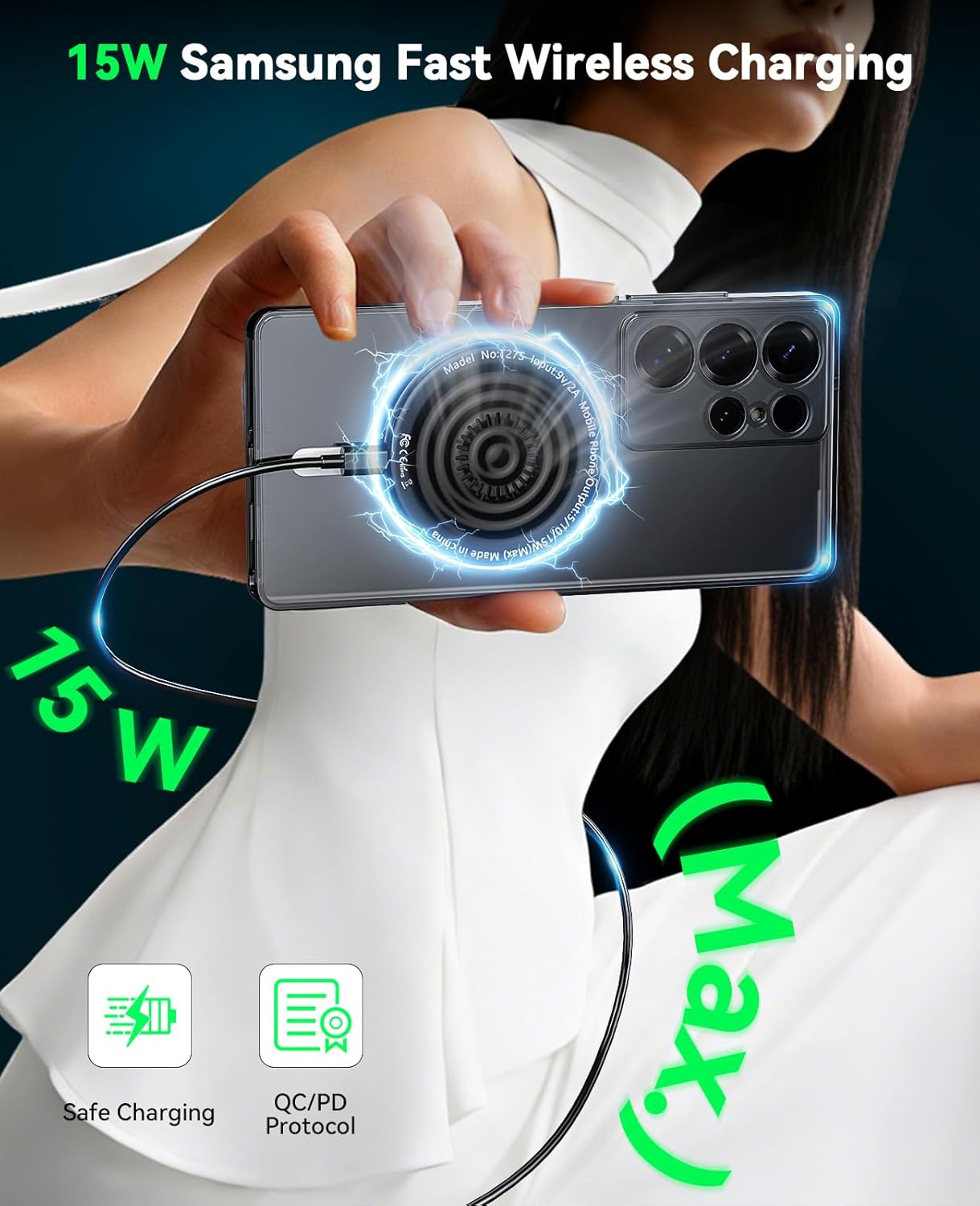 Wireless Charger for Samsung 2Pack 6FT 15W Samsung Magnetic Wireless Charger Fast Charging Pad for Samsung Galaxy S25 Ultra/S24/S23/S22/S21/Z Google Pixel 9 8a 7a 8 7 Pro (Strong Magnet Technology) - Image 3