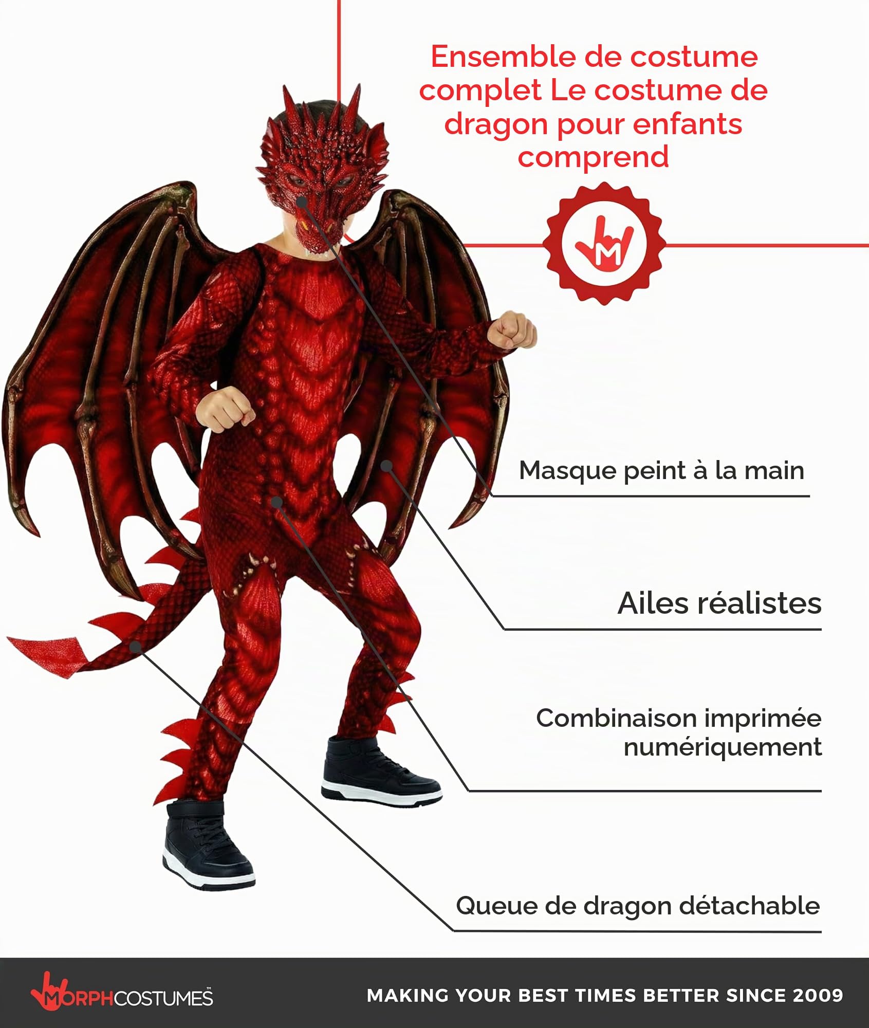 Morph Déguisement Dragon Enfant, Costume Dragon Enfant, Déguisement Animaux, Costume Carnaval Garcon, Deguisement Halloween Garcon