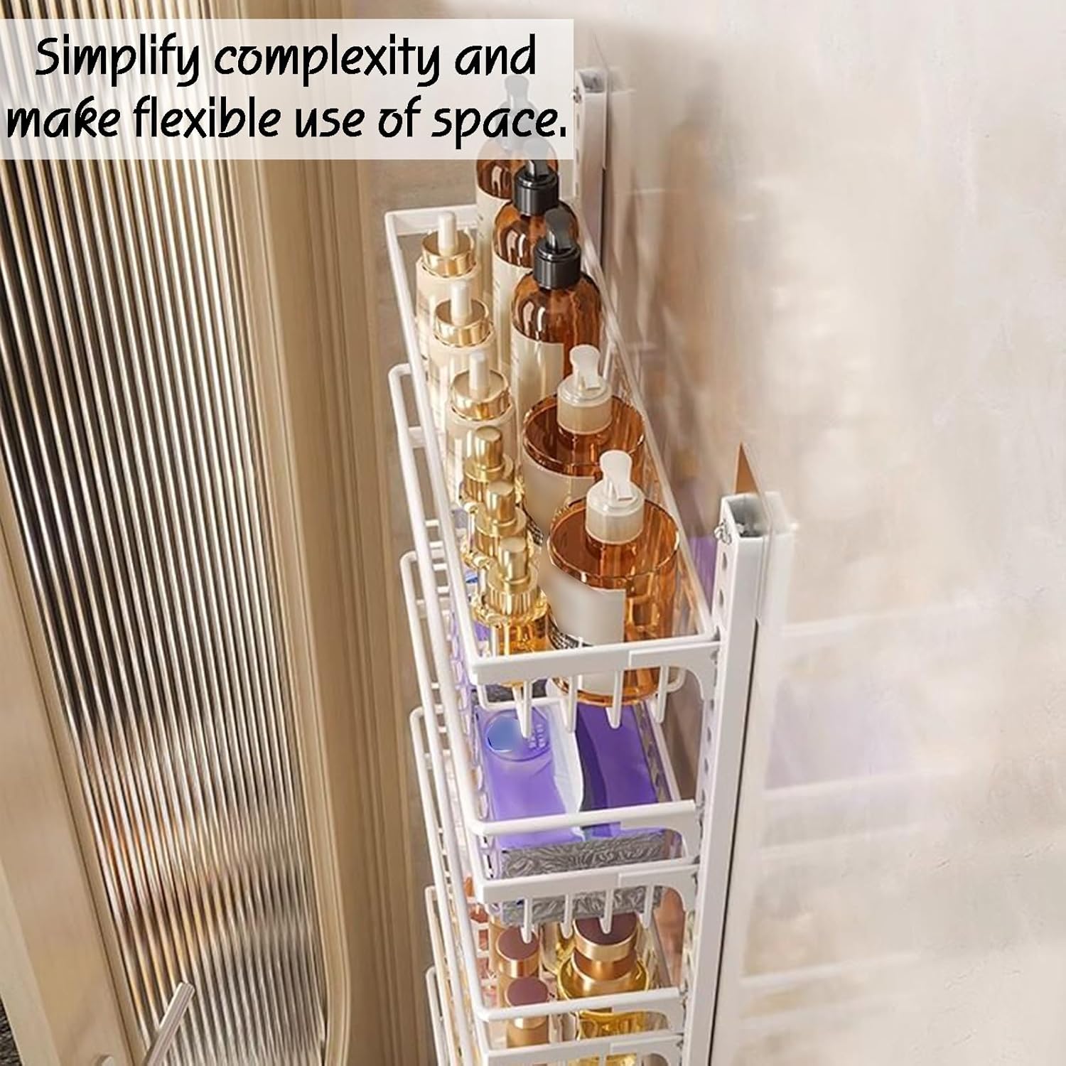 2-in-1 Adjustable Wall Mount Storage Rack, 3-Tier Seasoning Organizer & Space-Saving Cabinet Door Storage Solution for Kitchen and Pantry Organization