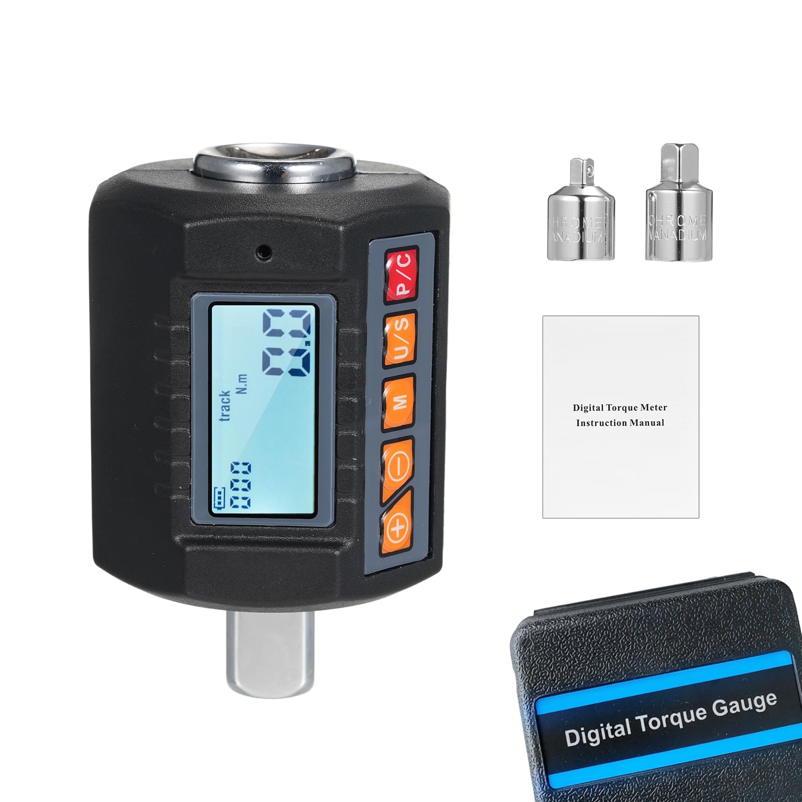 Weytoll Digital Display Torque Meter Wrench Torque Tester 1/2'' Drive & Includes Adapters for 3/8'' and 1/4'' with Sound Light Alarm Function High Accuracy 4 Torque Units Backlit Display - Perfect