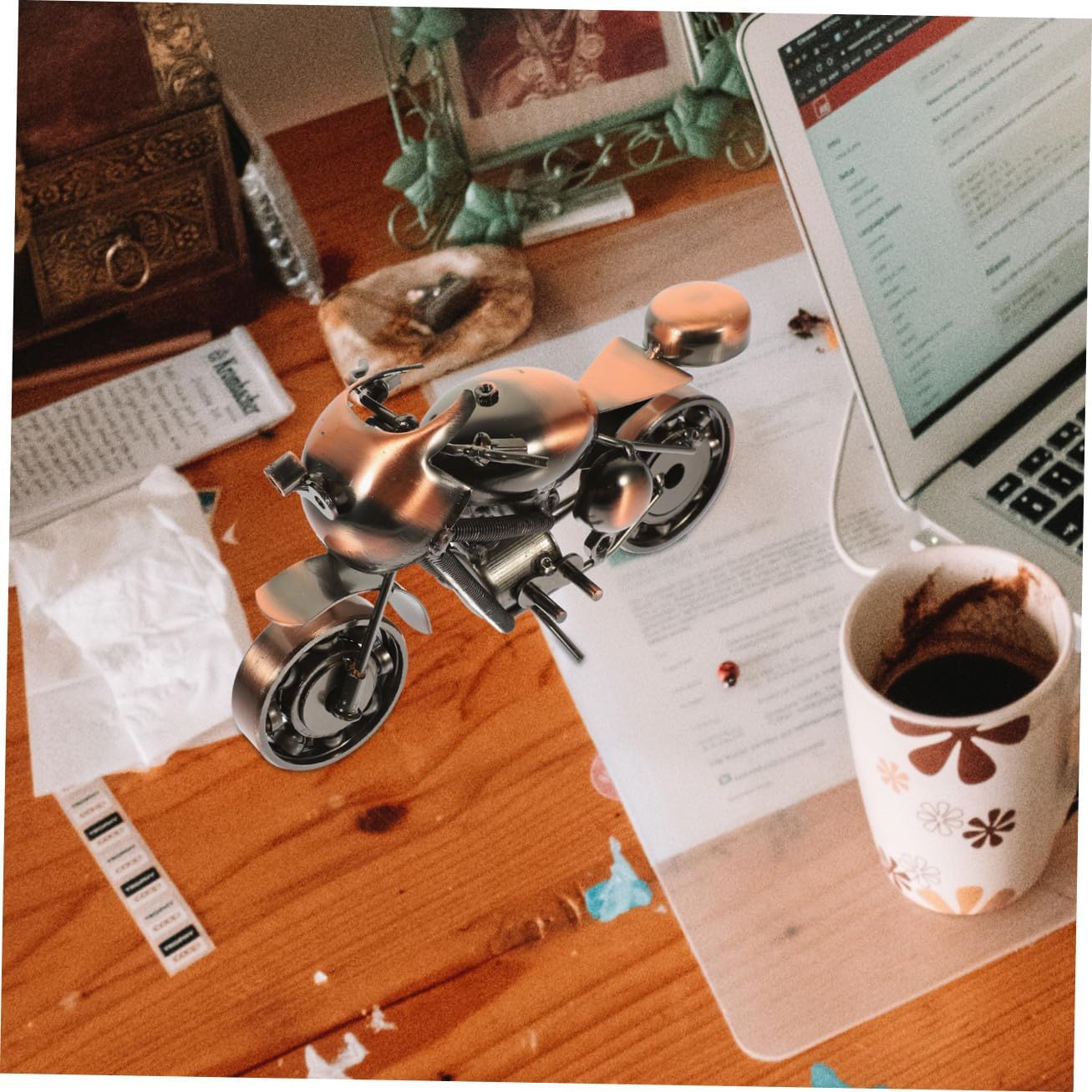Retro Iron Motorcycle Model Ornament Xmas for Men Desktop Decor image 4