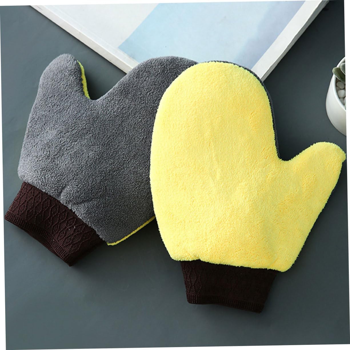ULTECHNOVO 3pcs Car Washing Gloves Dual-Sided Coral Fleece Mitts for Car Wash Non-Slip Gentle Paint for Vehicle Exterior and Interior Cleaning