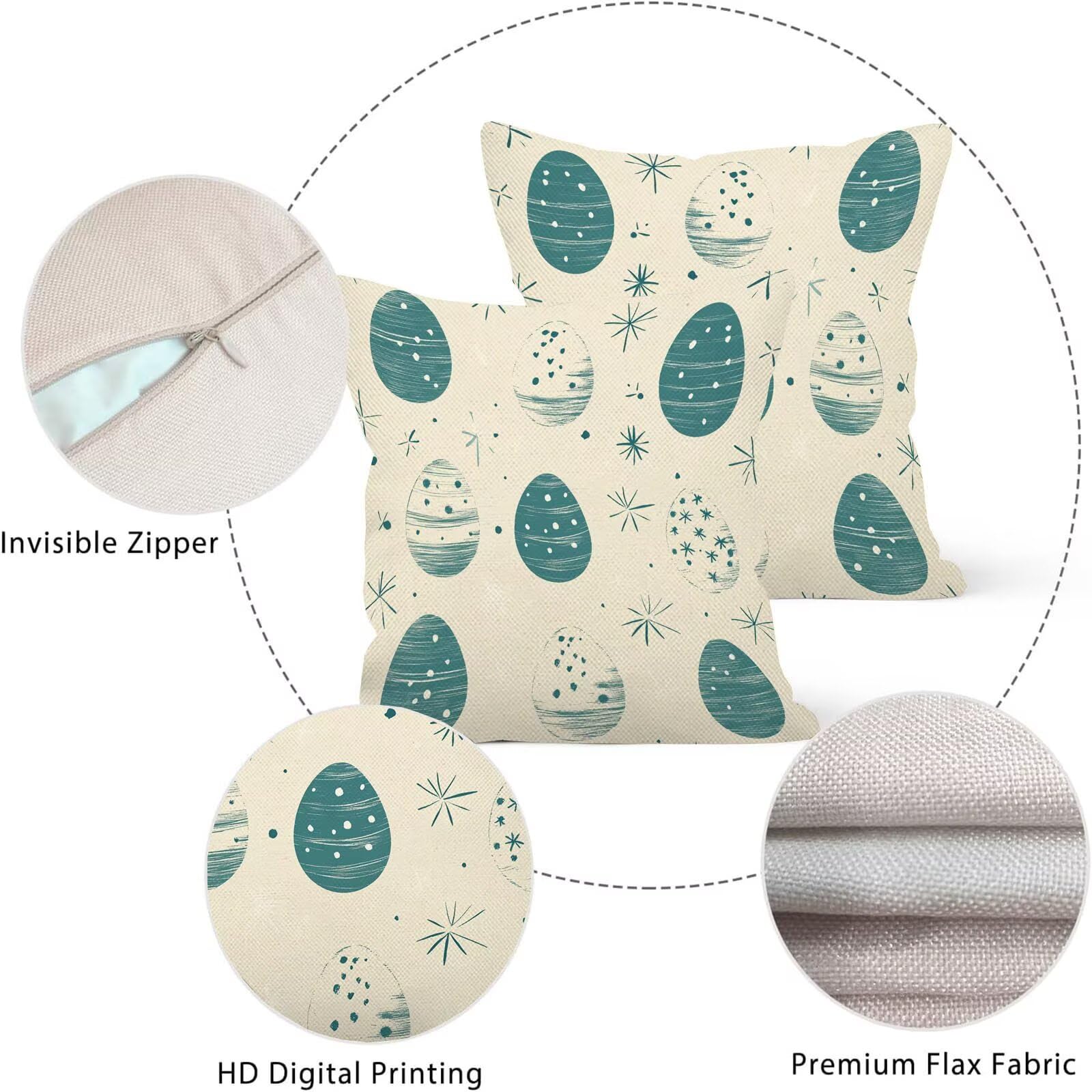 Federa Cuscino 70 x 70 Turchese Copricuscino Divano Decorativi Set di 4 Estate Lino Esterno Impermeabili Cuscini Beige per Soggiorno Camera Letto Balcone Giardino Casa Decorazione Fodere Cuscini F-762