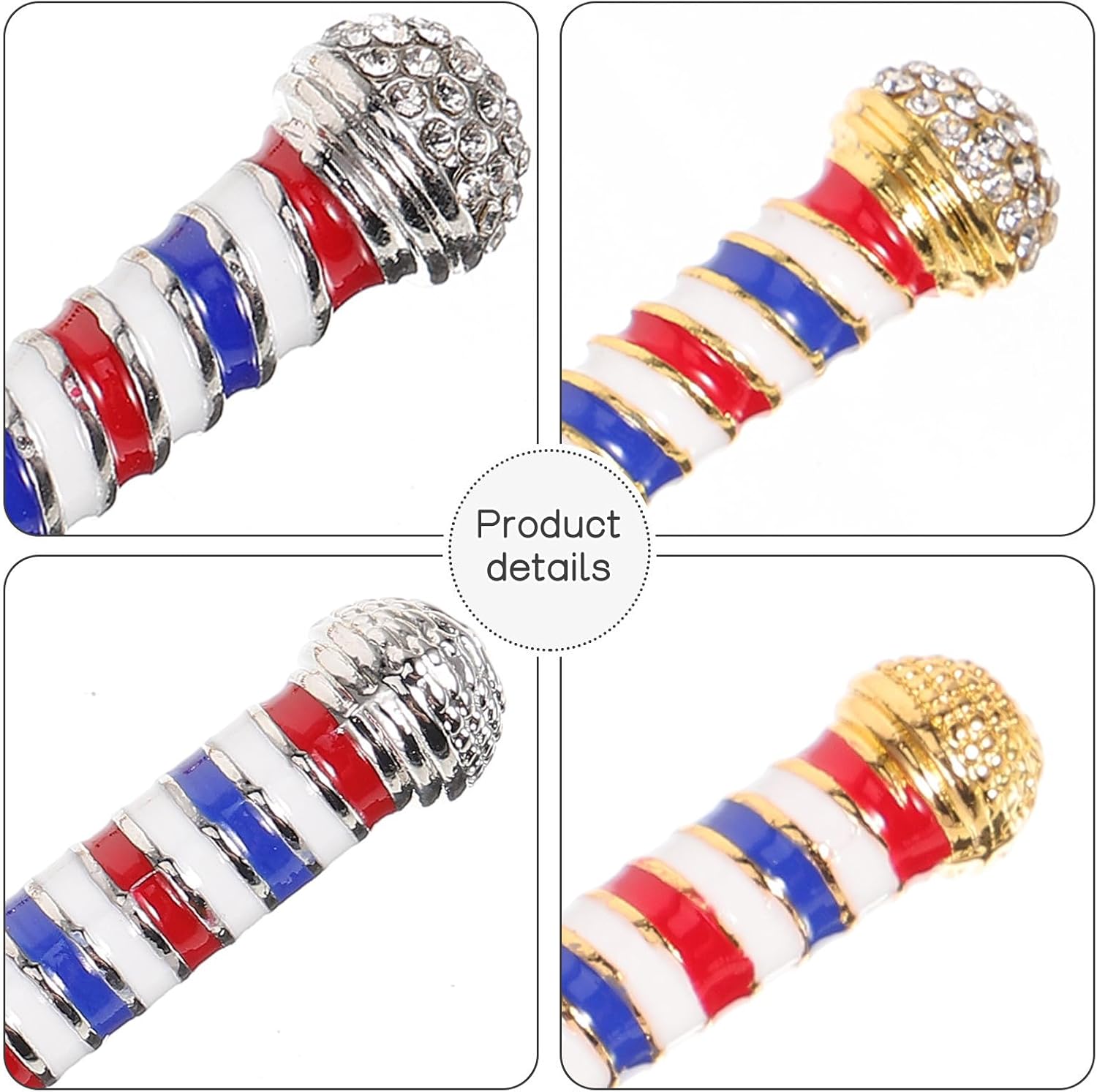 Ciieeo Barbershop Revolving Lamp Keychain for Keys White 4pcs Alloy Pendant image 3
