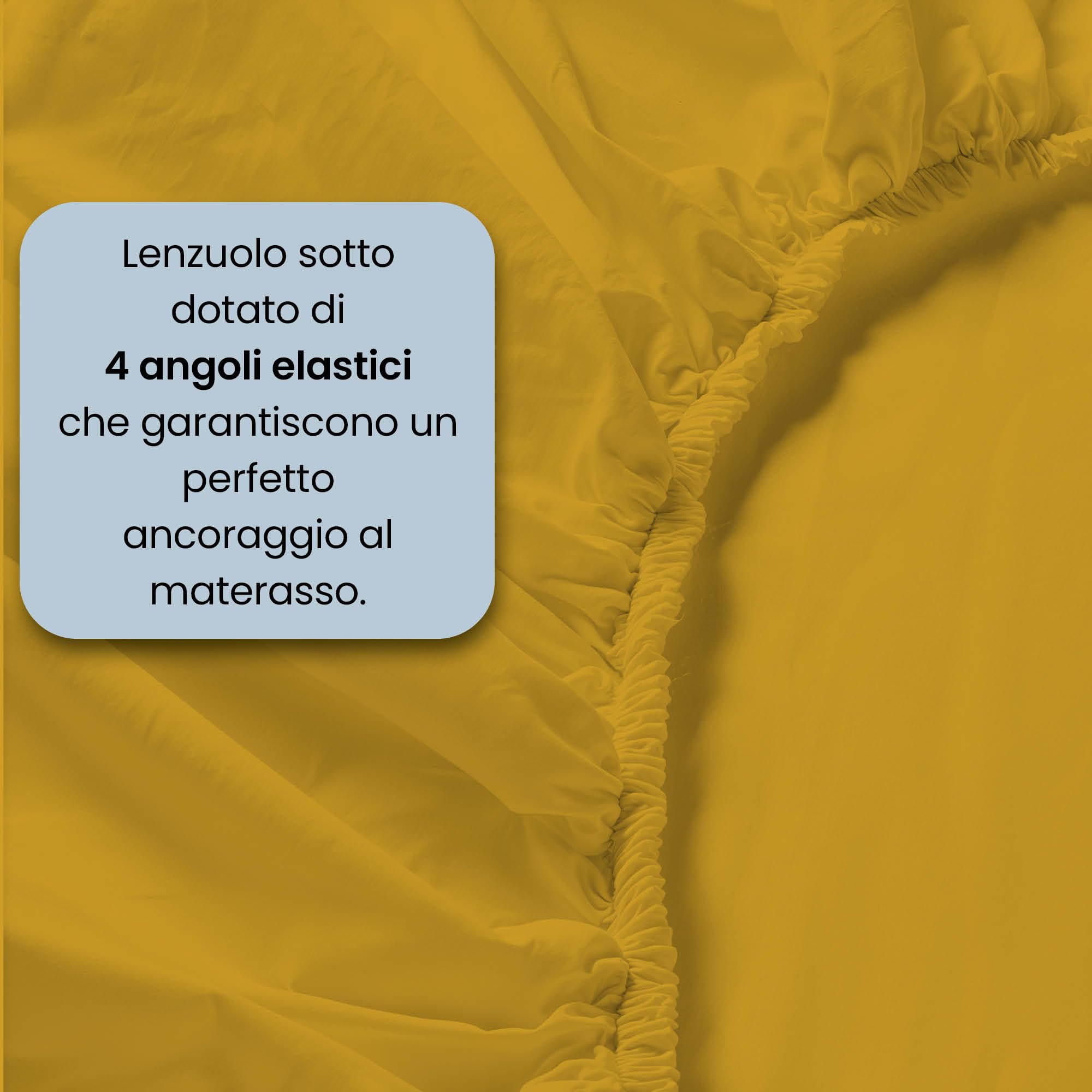 Set Lenzuola Letto Matrimoniale Cotone Max Color, Lavorato in Italia - Completo Letto, Lenzuolo sotto con Angoli, Telo sopra 240x300 cm e 2 Federe con Patella Interna, Senape