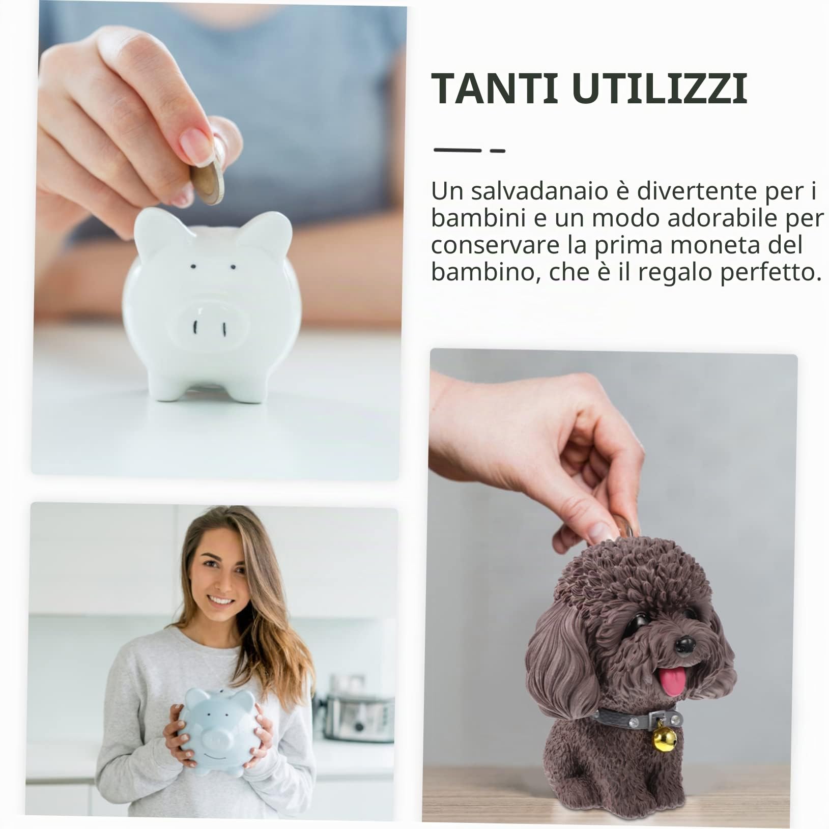 Salvadanaio Per Cani Alimentazione Salvadanaio Banca Di Denaro Animale a Forma Di Cane Ornamento Da Tavolo Per Cani Bambino Vinile Infrangibile Cucciolo
