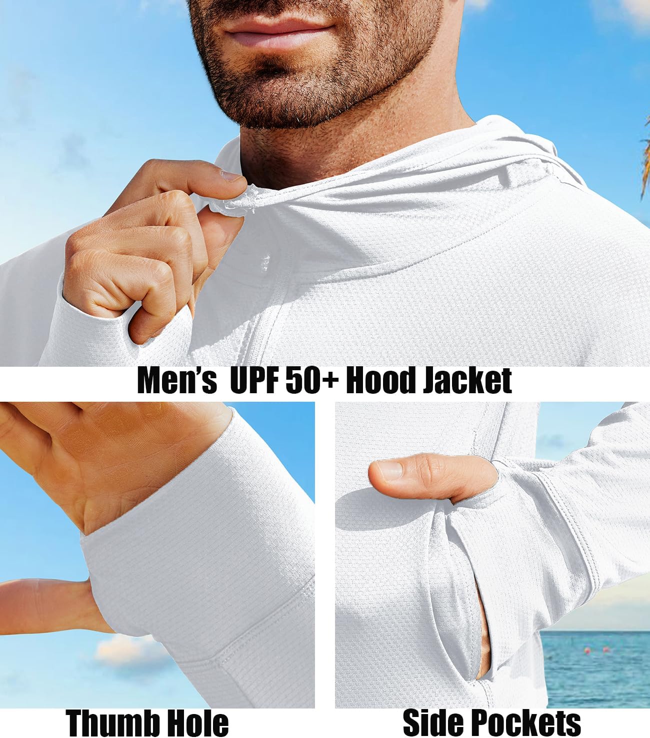 Men's UPF 50+ Full Zip Up Sun Protection Hoodie Jacket Long Sleeve Lightweight UV Shirts for Men Hiking Fishing - Image 4