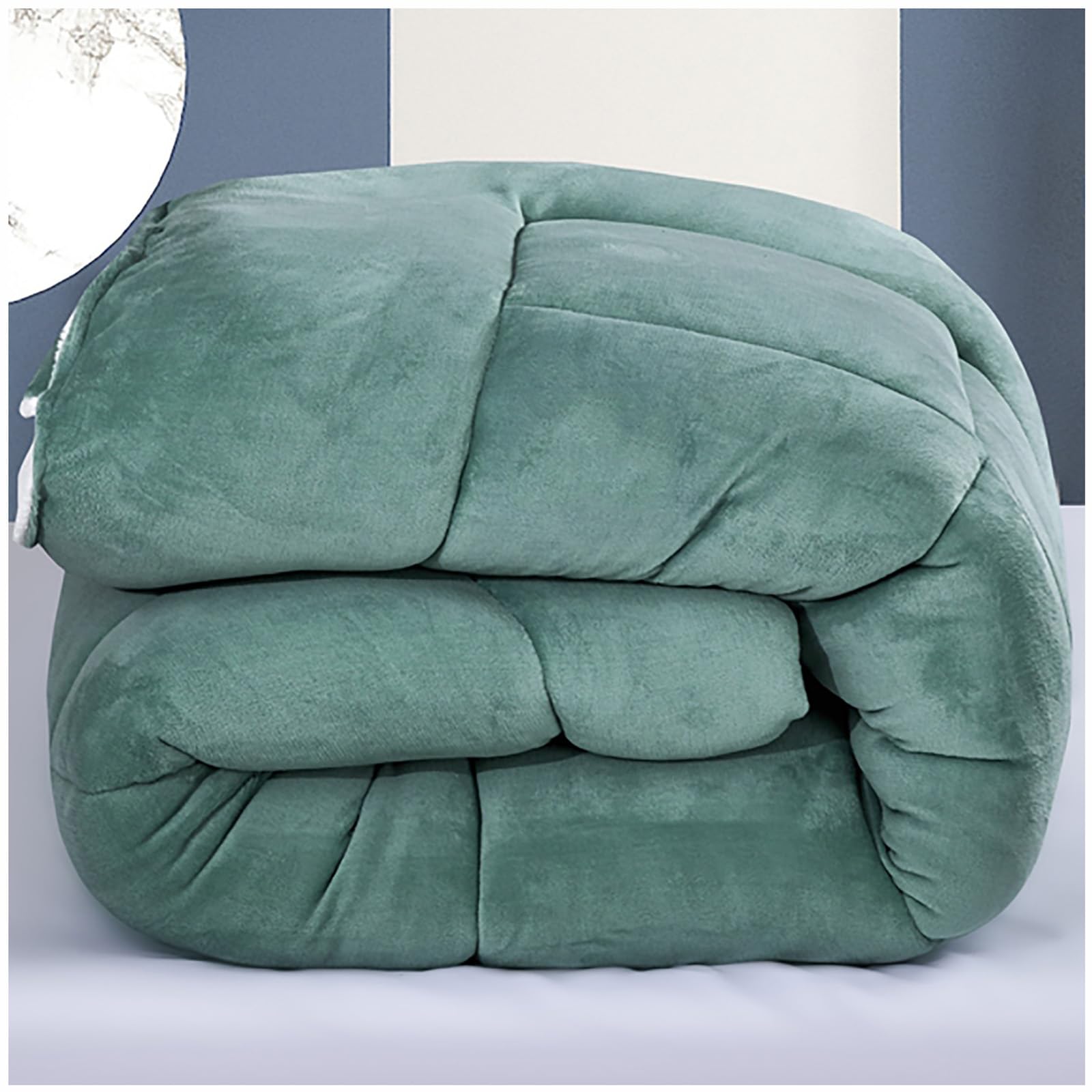 Ztgl Green King Size Heavy Warm Winter Sherpa Quilts - Super Soft Lambswool Comforter Core Bedding - Thickened Double Sided Fluffy Lamb Fleece Quilted Quilt Blanket,,220X240cm(5Kg)