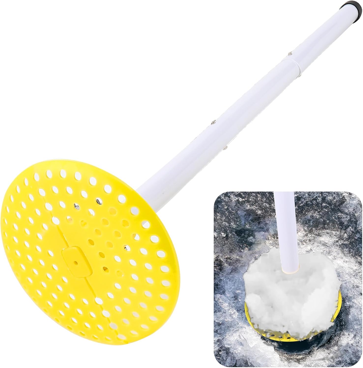 Ice Fishing Skimmer, Detachable Ice Fishing Scooper with Long Handle, No More Bending Over to Scoop Out Ice While Ice Fishing