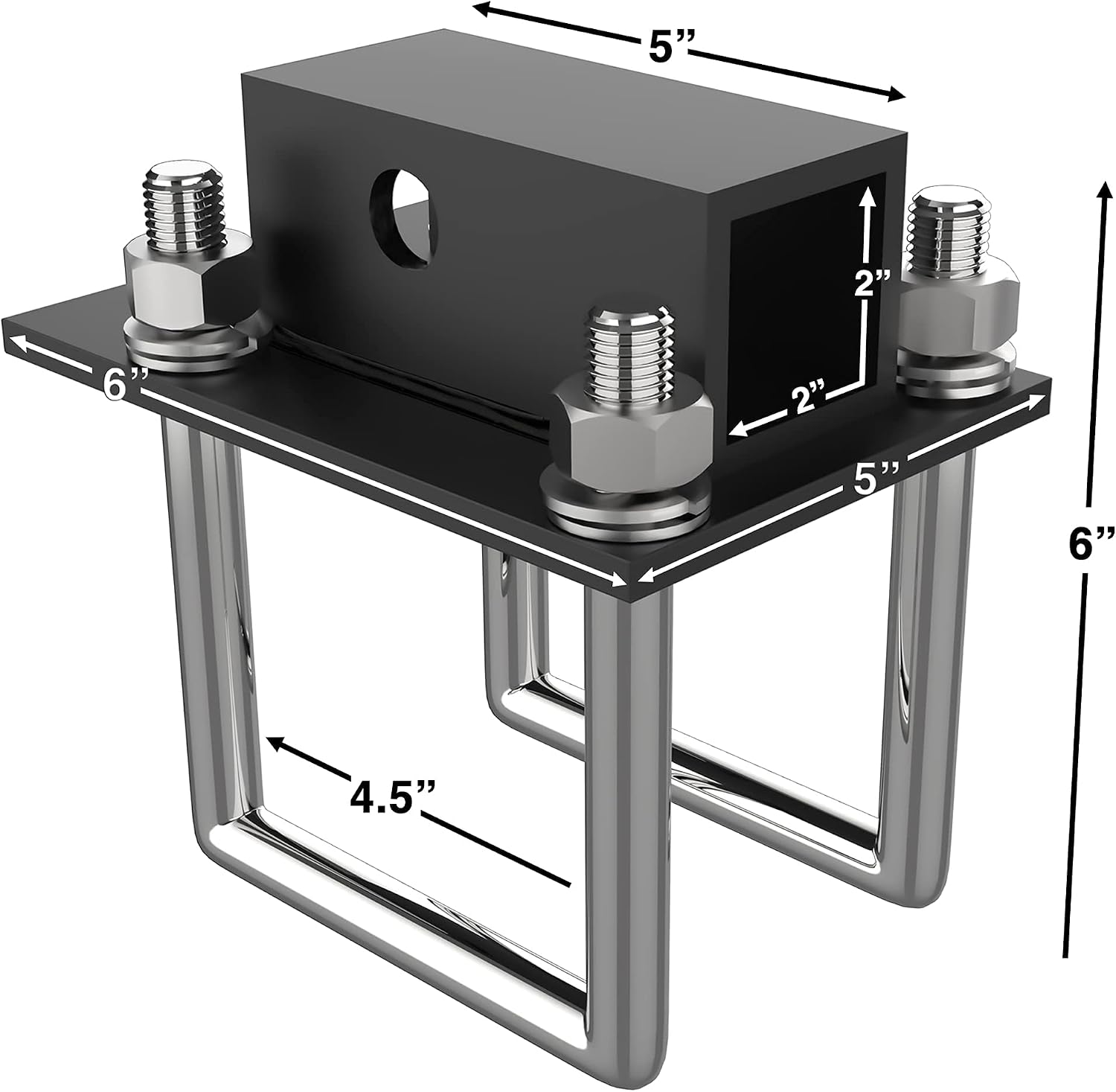OxGord RV Hitch - 2" Receiver Adapter Fits 4-4.5" Bumper Beam - Trailer Accessories Best for Mounting Bike Racks & Cargo Carriers