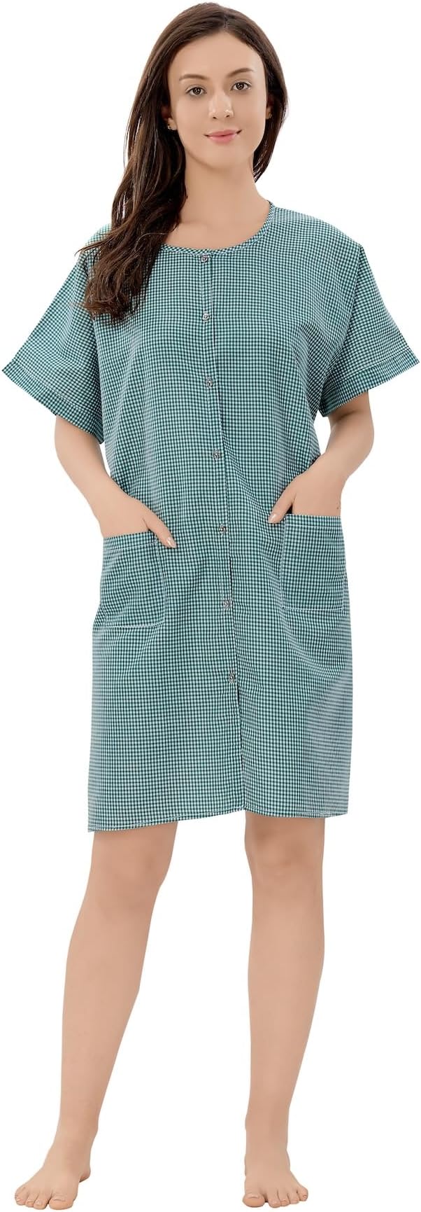 PIU Hospital Patient Care Gown/OT Gown | Poly Cotton Comfortable Patient Wear for Men and Women | Both Side Wearable | Green | Free Size Fits Upto 4XL