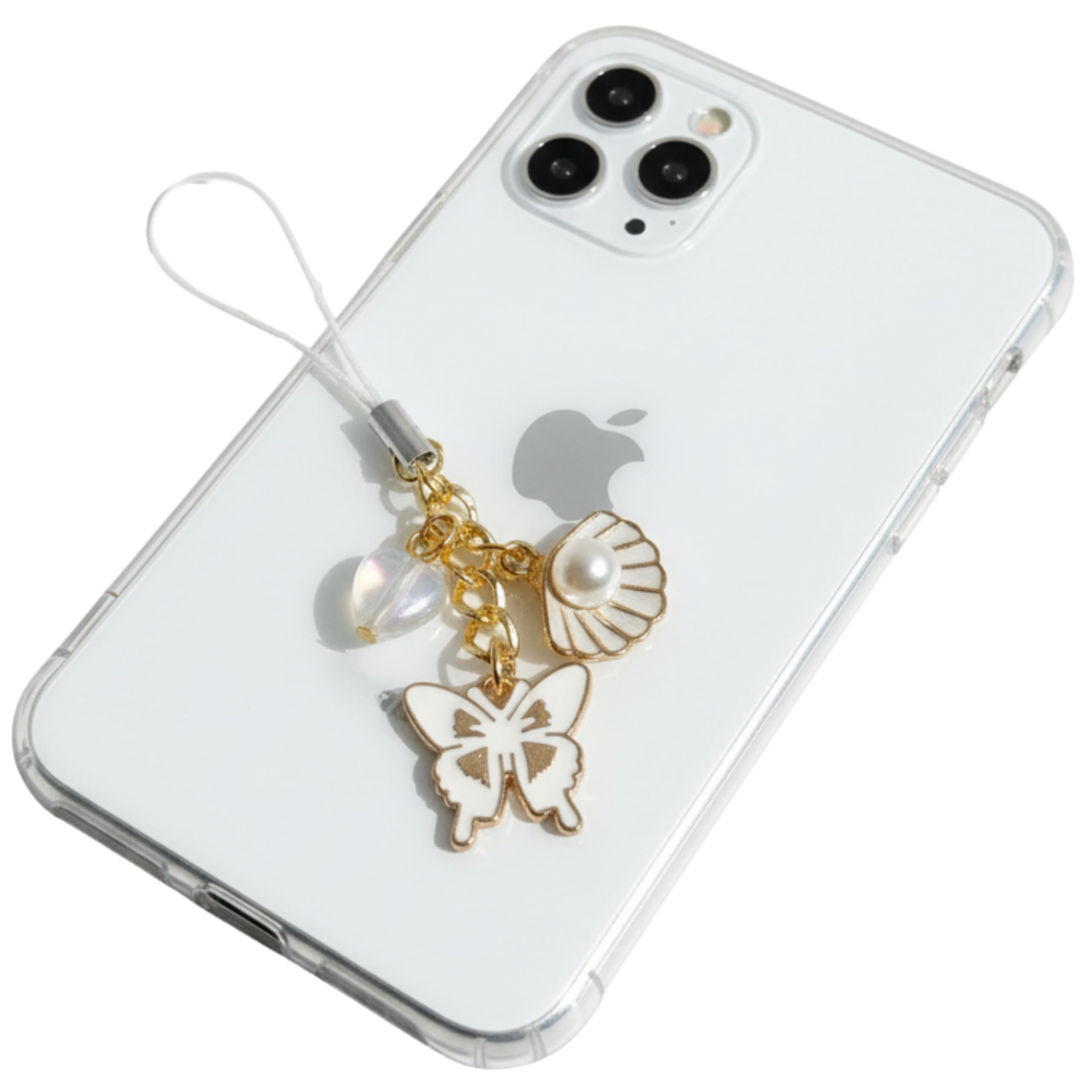 SNOWY SHOP Butterfly Cherry Heart Pendant Phone Charm – Aesthetic Mobile Hanging Strap & Keychain Accessory | Girly Kawaii Gift for Girls & Women-image-46