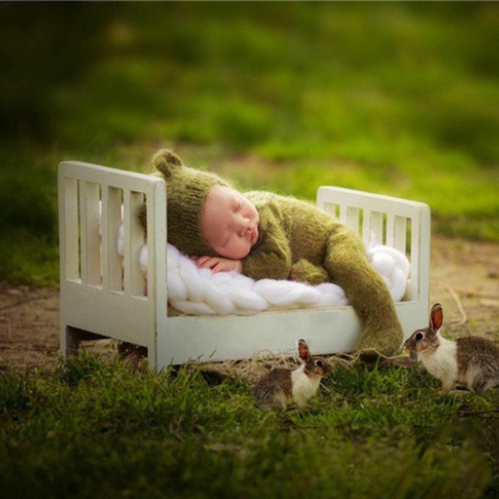 smashing Recién nacido pequeña cama de madera bebé fotografía accesorios cuna cama pequeña fotografía estudio foto cuna