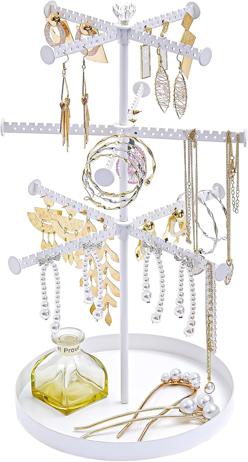 ProCase Travel Jewelry Case Organizer Bag Bundle with 3 Tier Necklace Organizer Jewelry Tree