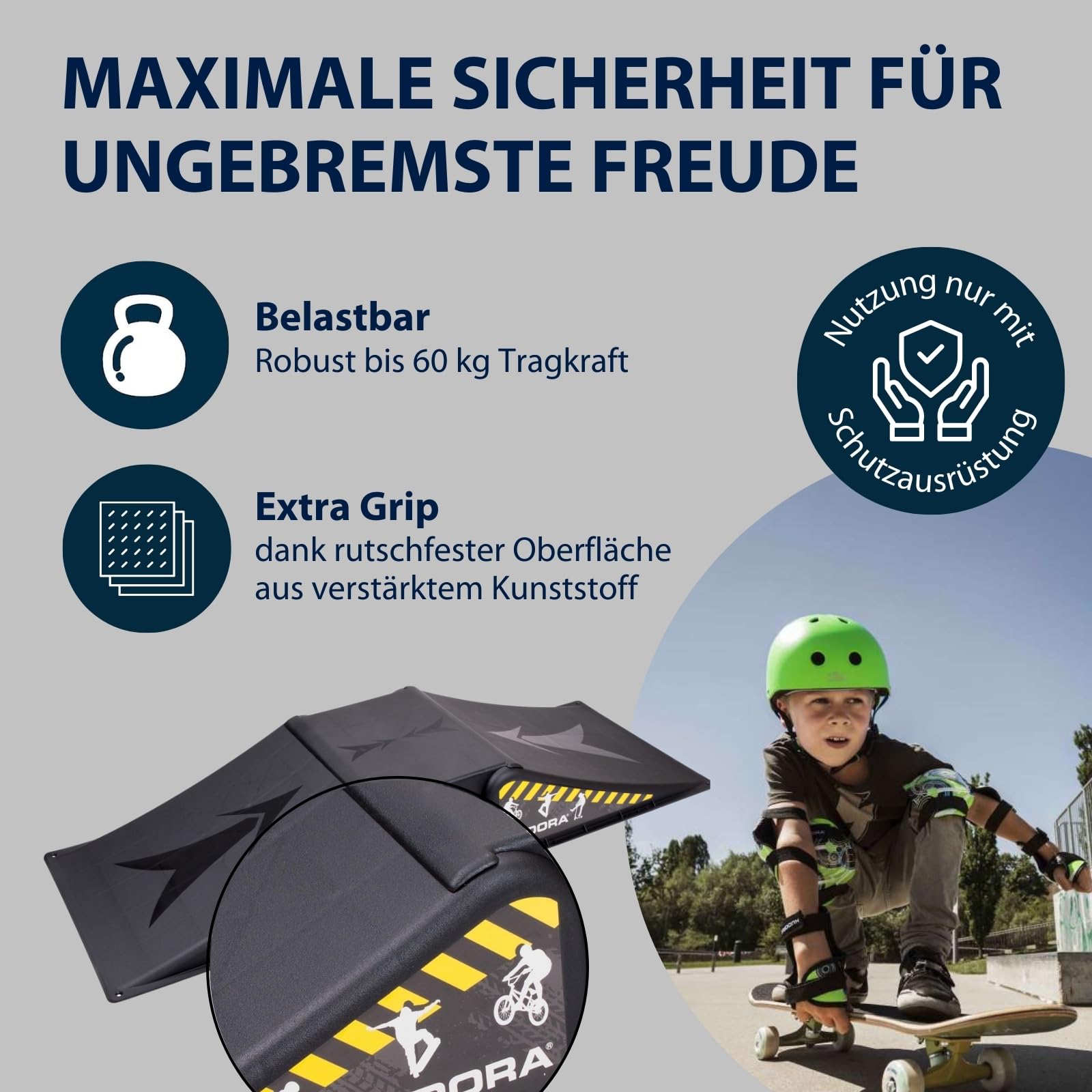 HUDORA Skaterrampe I 3-/5-teiliges Skateboard Rampenset für Hof & Garten I vielseitige Mini Skateboardrampe aus Kunststoff für Kinder & Jugendliche bis 60/80kg I Skatepark Equipment für Zuhause