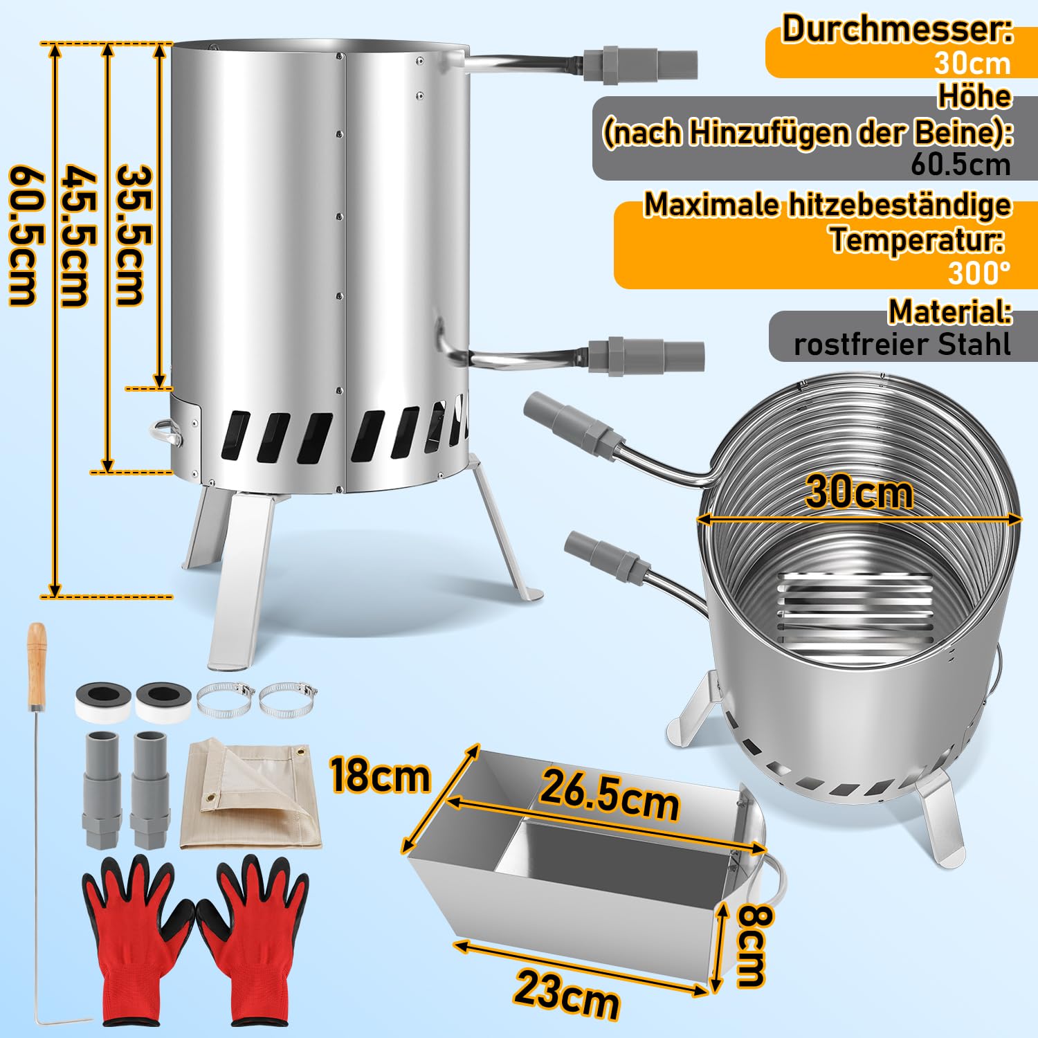Ikodm 2 x riscaldatori per piscina, riscaldamento per piscina con fuoco, in acciaio inox, per piscine, forno per piscina con connettori da 36 – 38 mm, riscaldamento per piscina con tappetino