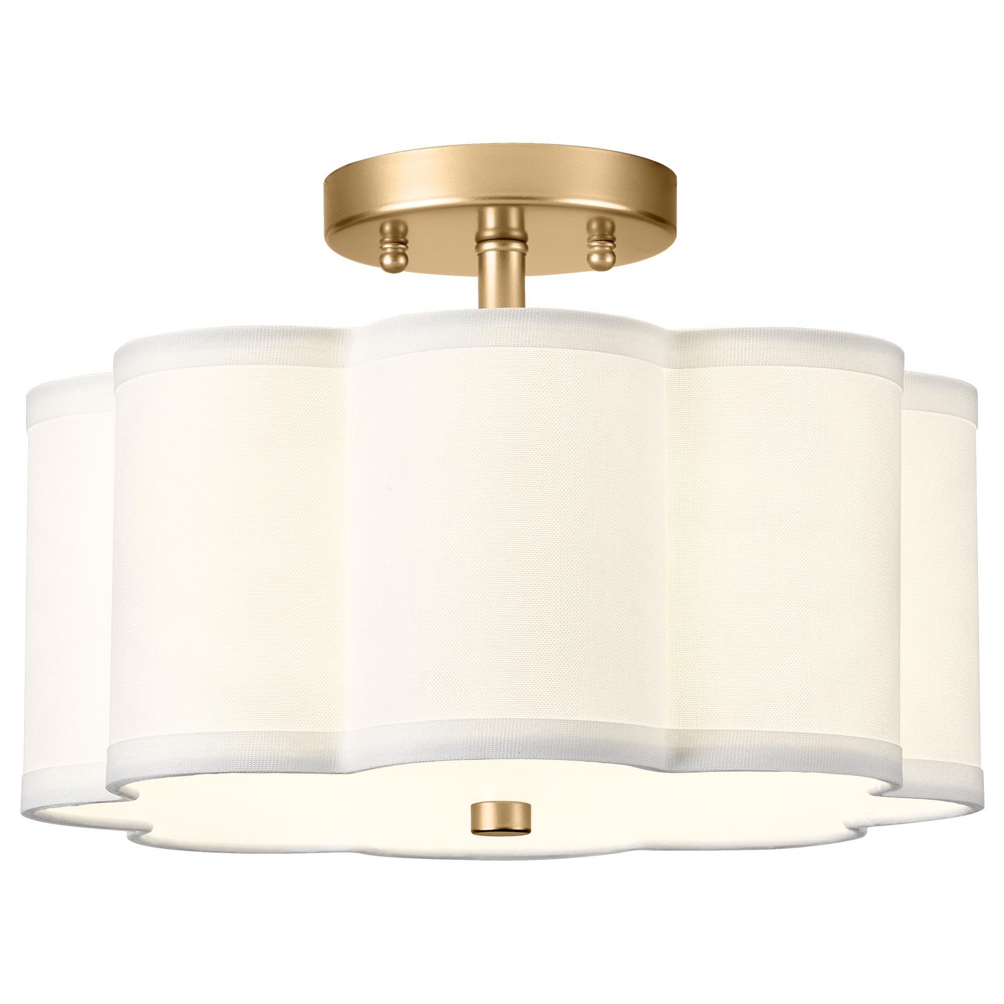 Gold Semi Flush Mount Ceiling Light 3-Light 12 5 Ceiling Lighting Fixtures with Fabric Shade in Flower Shape