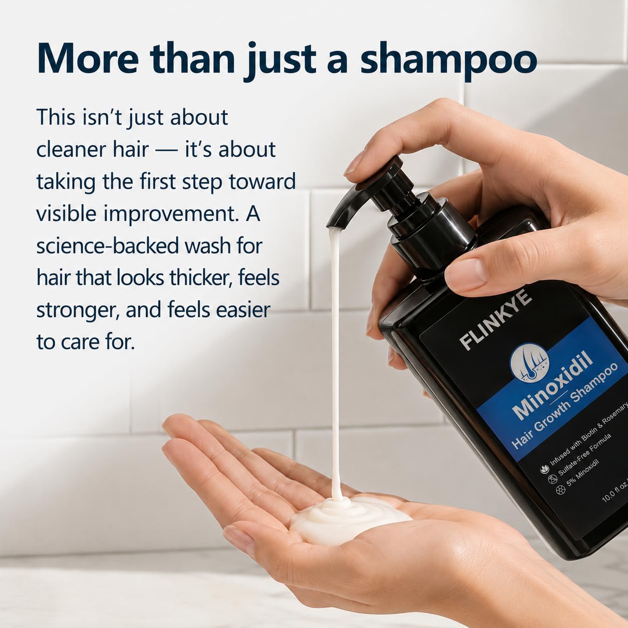 Minoxidil Hair Growth Shampoo for Men & Women - 5% Minoxidil + Biotin + Rosemary Oil Hair Loss Shampoo for All Hair Types Sulfate-Free