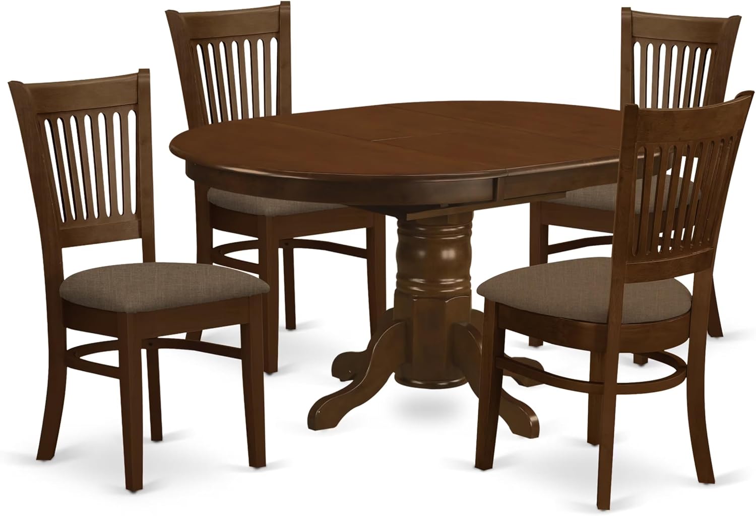 East West Furniture KEVA7-ESP-C 7 Piece Kitchen Table & Chairs Set Consist of an Oval Dining Room Table with Butterfly Leaf and 6 Linen Fabric Upholstered Chairs, 42x60 Inch, Espresso