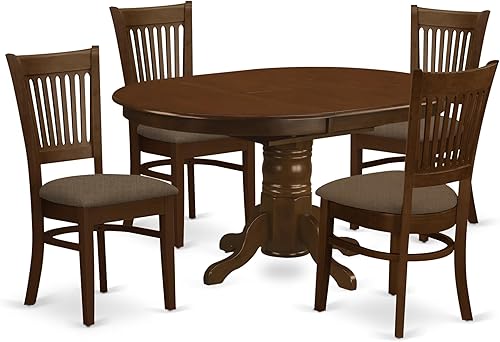 Miniatura 8 de East West Furniture KEVA7-ESP-C - Juego de mesa y sillas de cocina de 7 piezas, consta de una mesa de comedor ovalada con hoja de mariposa y 6