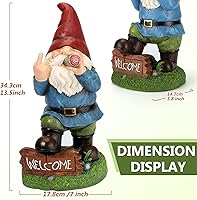 Vista 3 de Decoración de Jardín de Gnomos, 13.5" de Alto Solar Grandes Regalos Divertidos Inapropiados Estatuas de Gnomo para Exteriores para Patio, Jardín