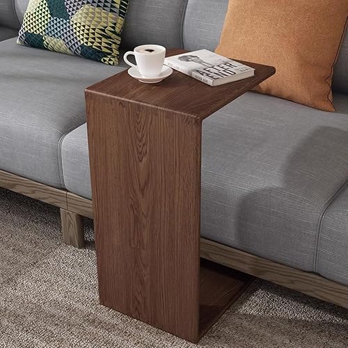 Miniatura 2 de Mesa auxiliar con marco de madera maciza en forma de C, mesa auxiliar compacta para sofá, mesa auxiliar rectangular pequeña, mesa de café