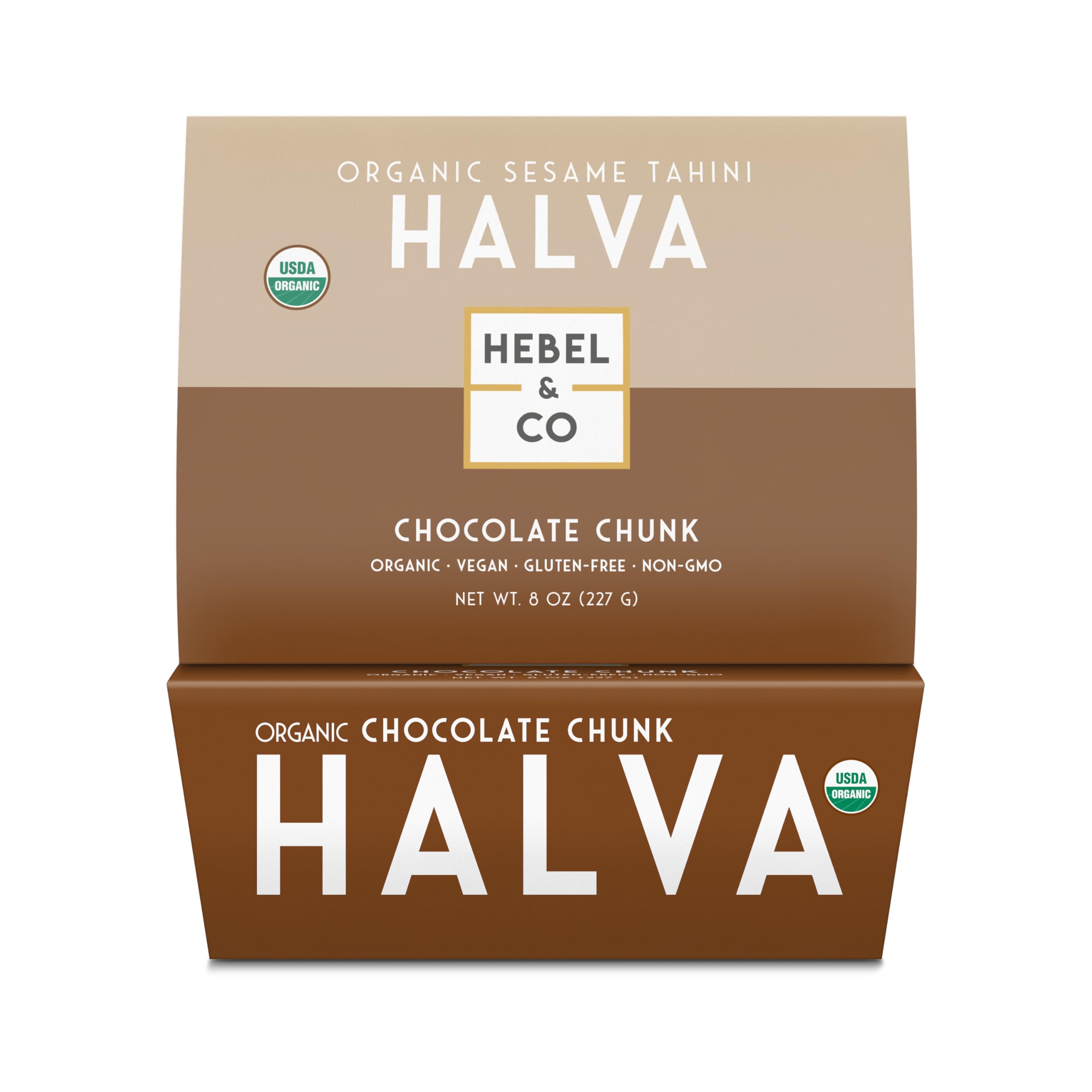 HEBEL & CO Chocolate Chunk Halva - 8 oz | Certified USDA Organic, Gluten Free, Kosher & Vegan