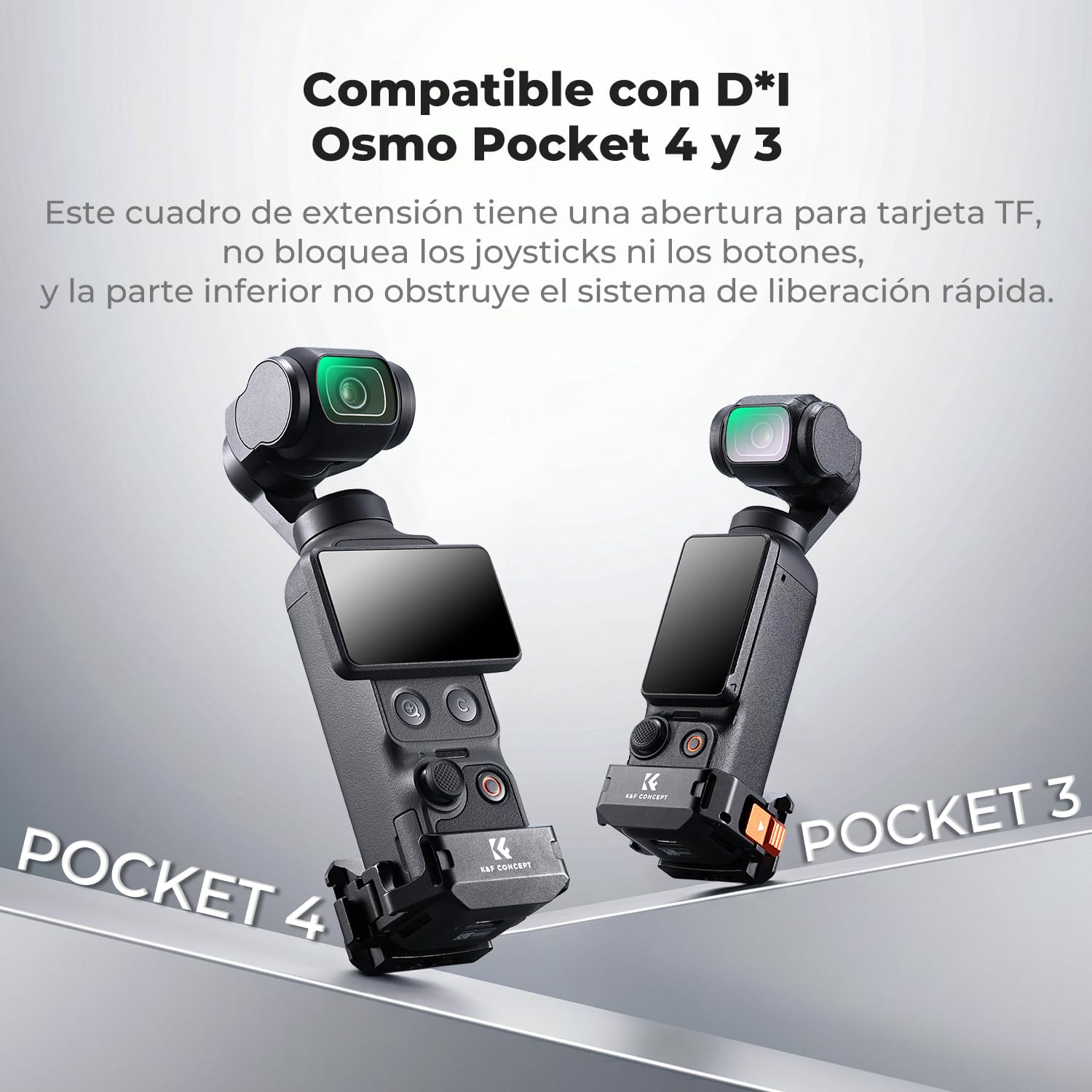 K&F CONCEPT Marco de Expansión de Aluminio para dji Osmo Pocket 4/4P/3 | Jaula Protectora Multifuncional con Zapata Fría, Rosca 1/4, Interfaz Arca y Soporte Plegable para Accesorios Vlog -PP64