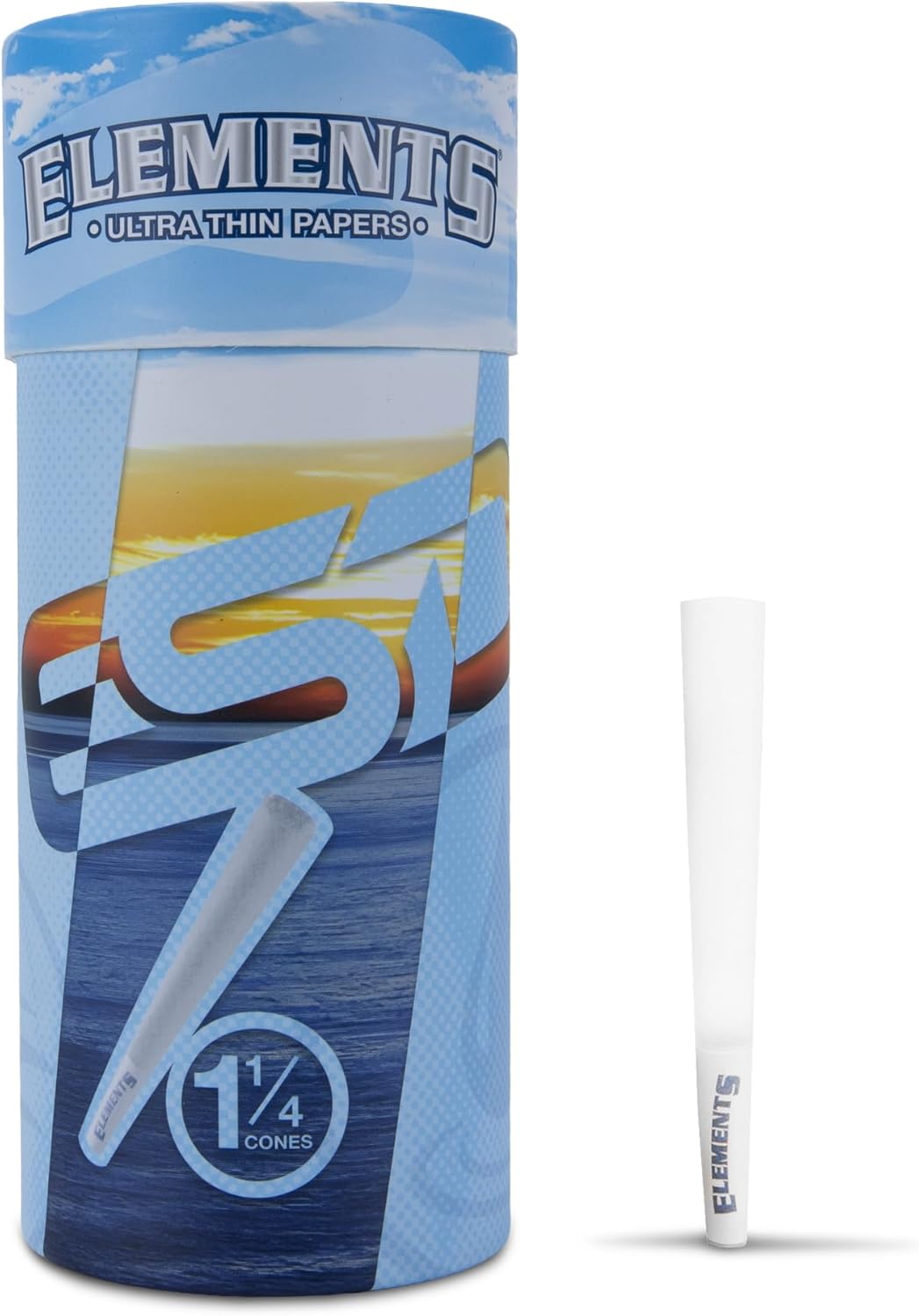 RAW - Elements Ultra Thin Rolling Paper Cones 1 1/4 | 100 Pack | Pre Rolled with Tips and Packing Tubes Included