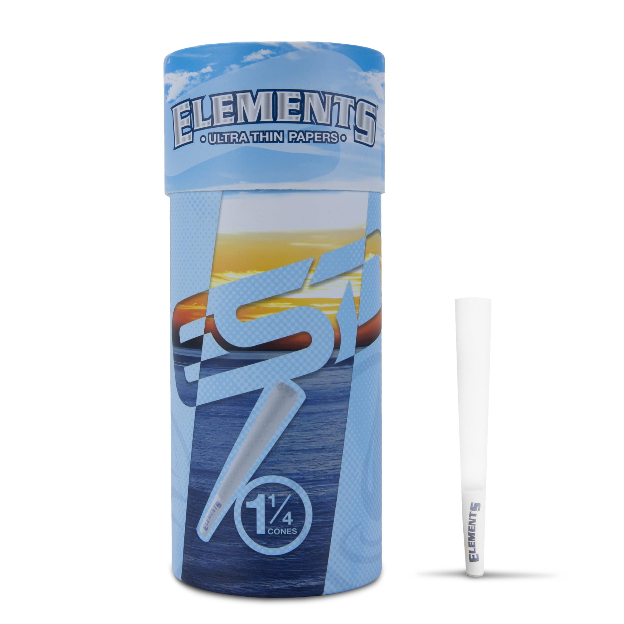 Elements Ultra Thin Rolling Paper Cones 1 1/4 | 50 Pack | Pre Rolled with Tips and Packing Tubes Included