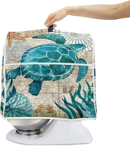 Miniatura 2 de UNICEU Funda protectora para mezclador de pie de tortuga marina oceánica compatible con mezclador de cocina de 6 a 8 cuartos de galón con asa
