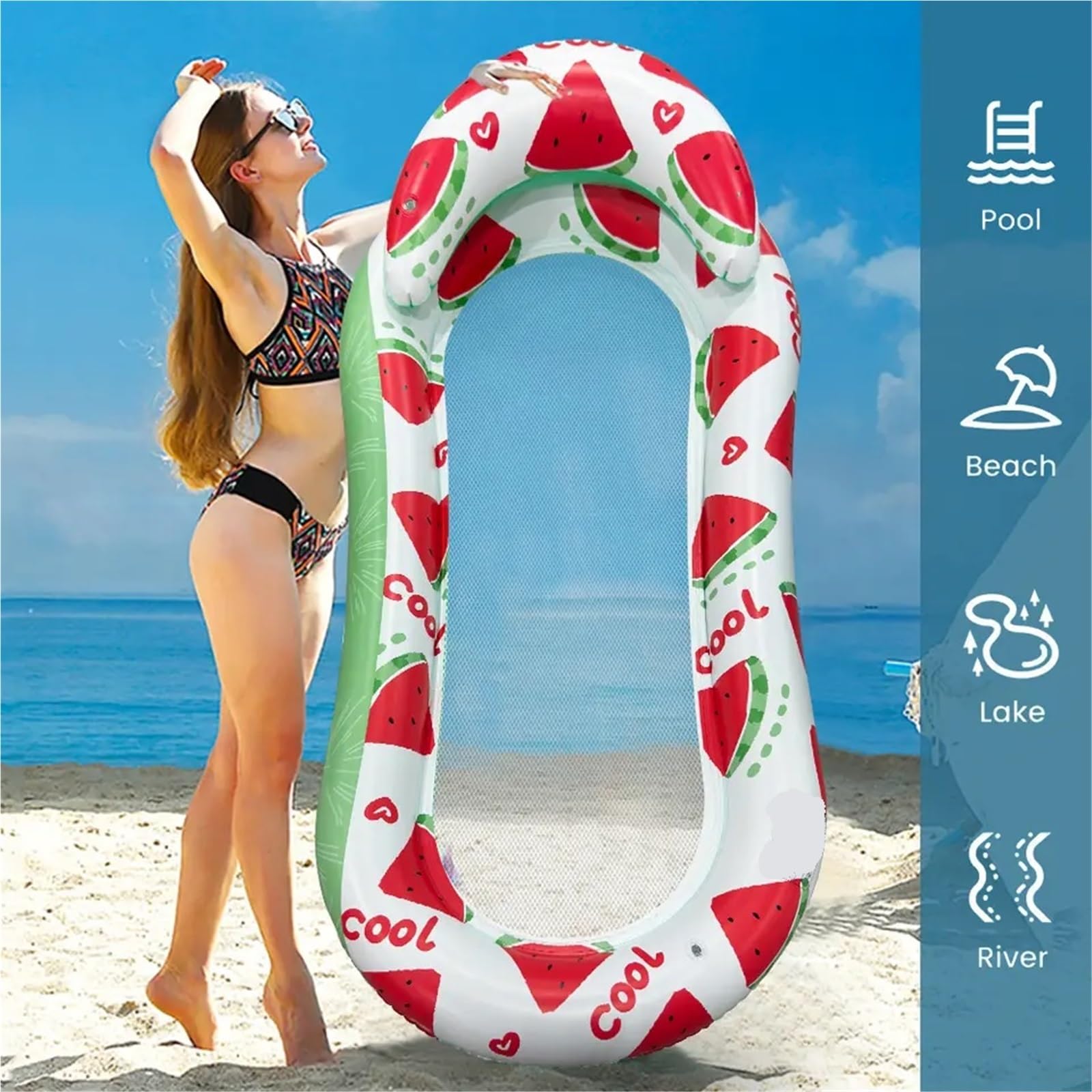 Hamac gonflable flottant pour piscine, matelas de piscine, chaise longue de plage, 1 pièce