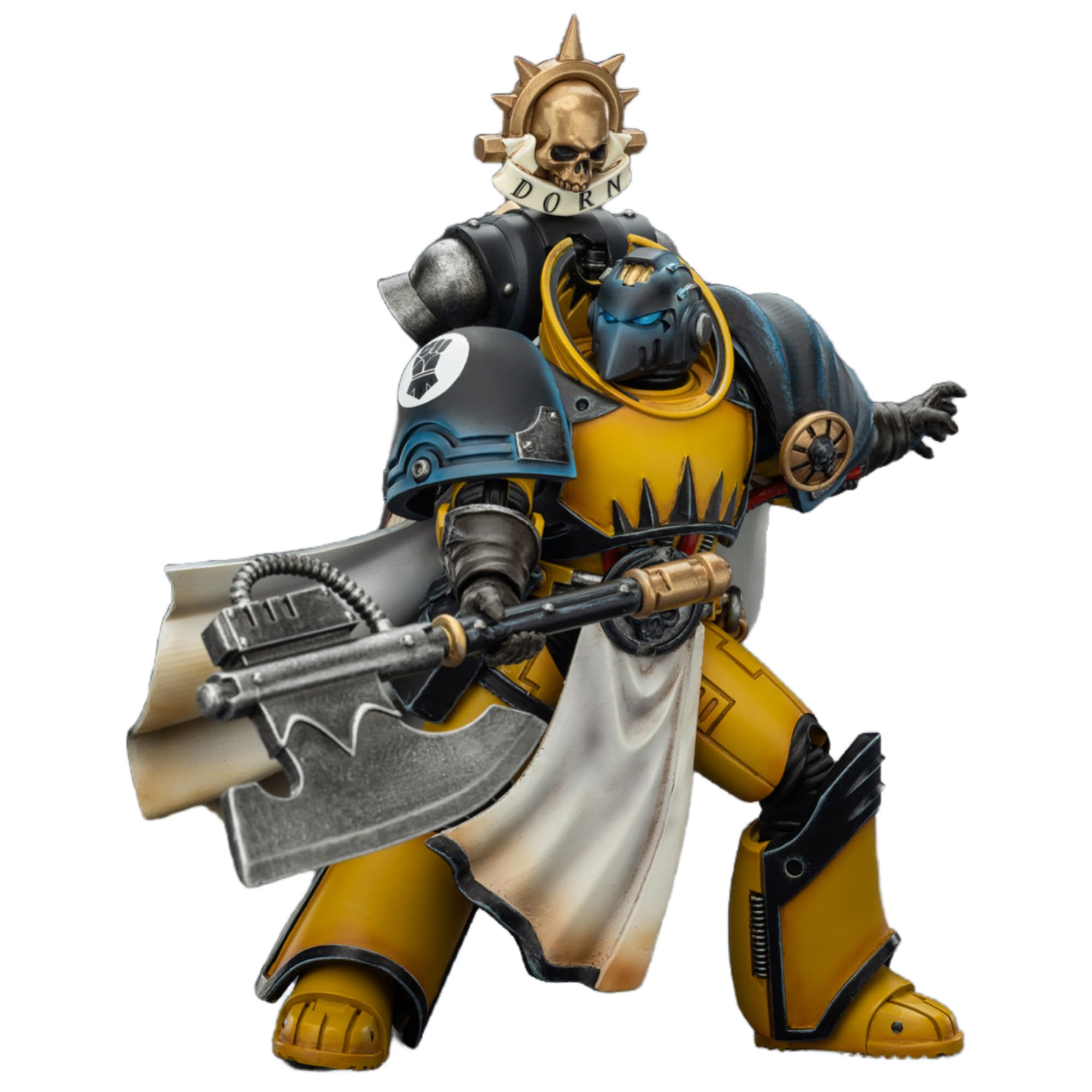 JOYTOY Warhammer 40k figurka 1/18, imperialne pięści, konsul bibliotekarza, z siekierą siłową i pistoletem śrubowym, prezenty kolekcjonerskie, zabawki dla dzieci w wieku 15+ i dorosłych, 12,40 cm