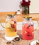 2 PACK Glass Pitcher with Lid 64 oz, Classic Vertical Stripes Pitcher with Lid and Handle, Water Jug for Hot/Cold Drinks, Borosilicate Glass Carafe for Coffee, Iced Sun Tea, Juice, Sangria