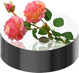 16Pack Round Mirror Centerpieces for Tables, Acrylic Round Mirror Trays Plates Decoration Circular Plate for Table Centerpiece Candles Wedding Baby Shower Christmas Party Decor Crafts (8inch)