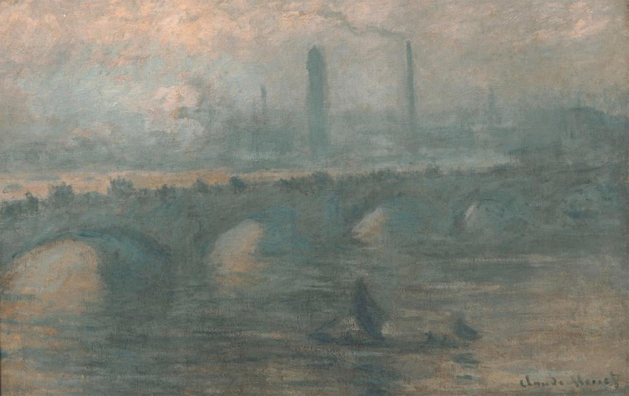 Tableau Monet Pont de Waterloo affiche impression d'art moderne 60x90 - 5