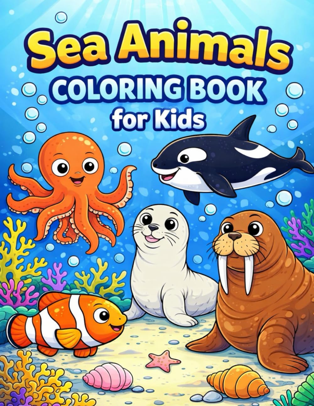 Sea Animals coloring book for kids: Animals coloring book