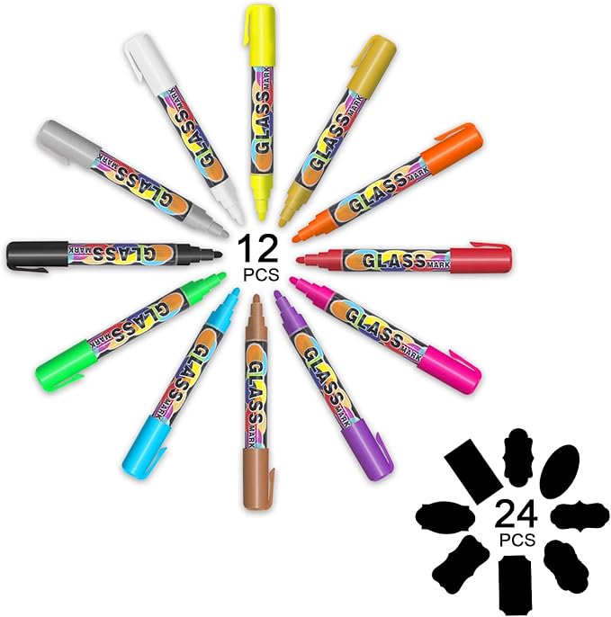 KATEVO Liquid Chalk Marker Pens with 24 Chalkboard Labels