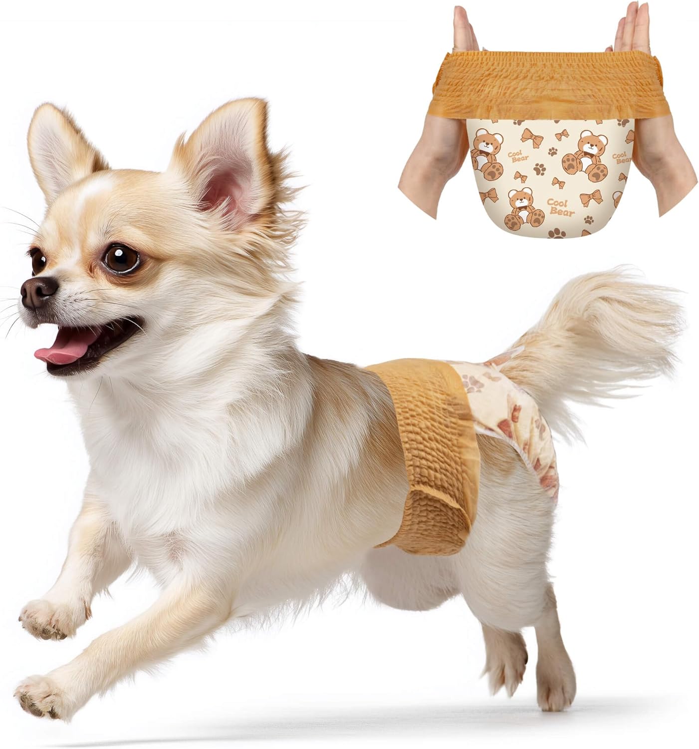 Dono Disposable Dog Diapers Female-40PCS, Pull it Up Doggie Diapers for Female Dogs with 360° Stretchy Waist, Doggy Diapers for Dog in Heat Period, Super Absorbent Leak-Proof Puppy Diapers, XS XS (Waist8.5\"-15.5\") 40.0