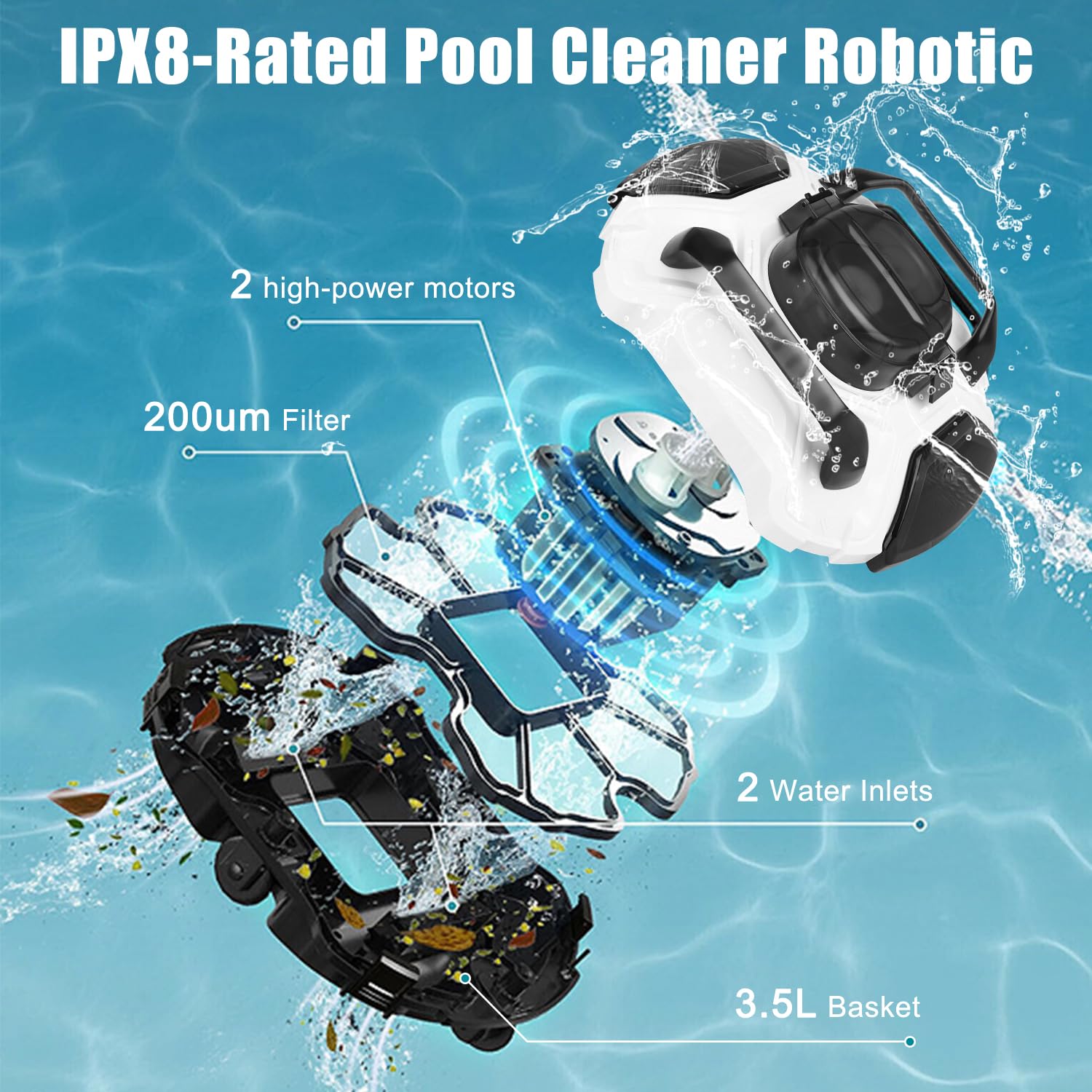 Nettoyeur de piscine robotique blanc