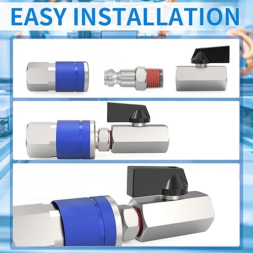 Miniatura 8 de ChillWaves Enchufe de aire estilo T automotriz, enchufes neumáticos macho NPT de 14 pulgadas, accesorios para compresores de aire (paquete de 10)