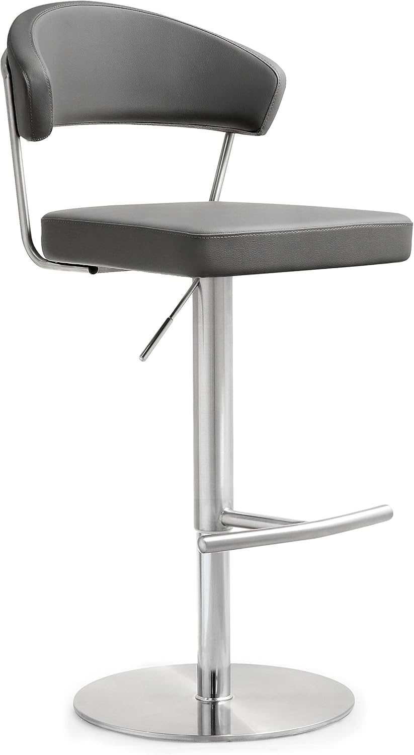 Amazoncom Tov Furniture The Cosmo Collection Adjustable Height Swivel Stainless Steel Metal Industrial Bar Stool With Back
