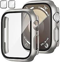 Vista 22 de Paquete de 2 fundas con protector de pantalla de vidrio templado para Apple Watch Series 3/2/1 de 38mm, JZK protector delgado con cobertura
